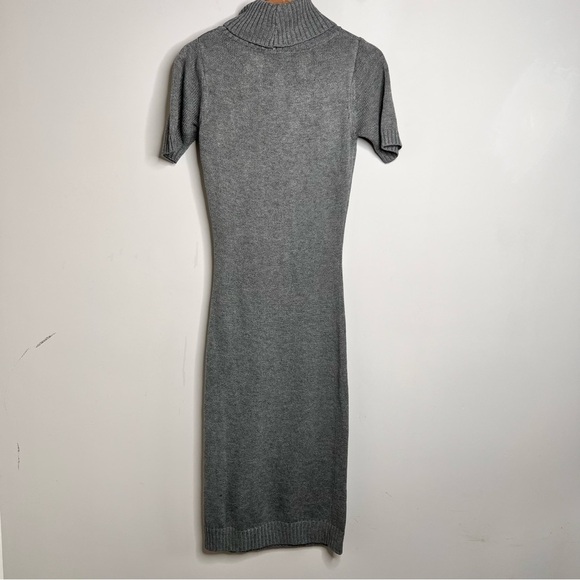 Lulu's Womens Size Small Coffee Date Grey Turtleneck Midi Sweater Dress Knit - Picture 3 of 13